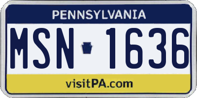 PA license plate MSN1636