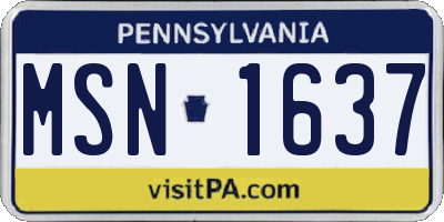 PA license plate MSN1637