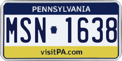 PA license plate MSN1638