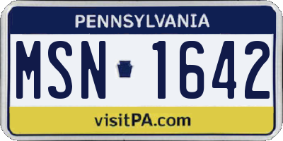 PA license plate MSN1642