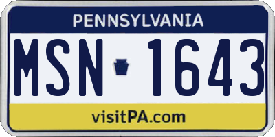 PA license plate MSN1643