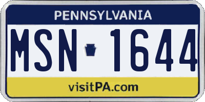 PA license plate MSN1644