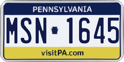PA license plate MSN1645