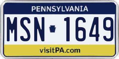PA license plate MSN1649