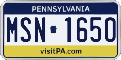 PA license plate MSN1650