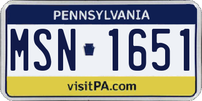 PA license plate MSN1651