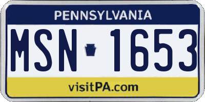 PA license plate MSN1653