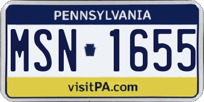 PA license plate MSN1655