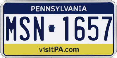 PA license plate MSN1657