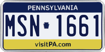 PA license plate MSN1661