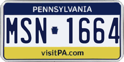 PA license plate MSN1664