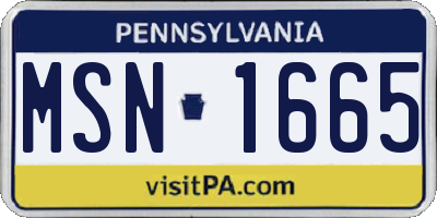 PA license plate MSN1665