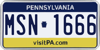 PA license plate MSN1666