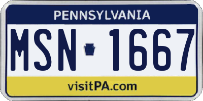 PA license plate MSN1667