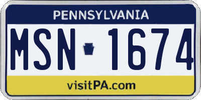 PA license plate MSN1674