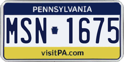 PA license plate MSN1675