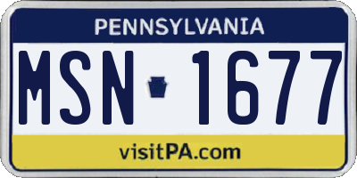 PA license plate MSN1677