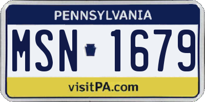 PA license plate MSN1679