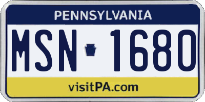PA license plate MSN1680