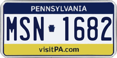 PA license plate MSN1682