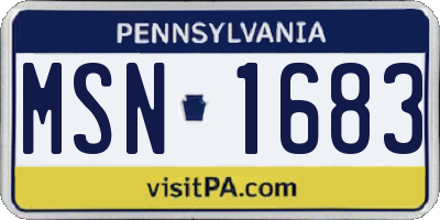 PA license plate MSN1683