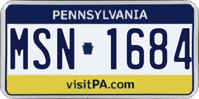 PA license plate MSN1684