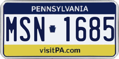 PA license plate MSN1685