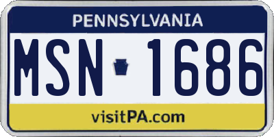 PA license plate MSN1686