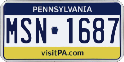PA license plate MSN1687