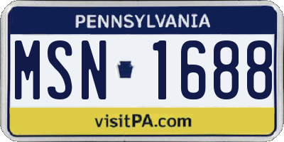 PA license plate MSN1688