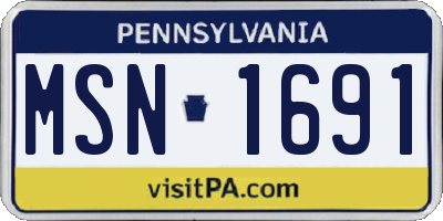 PA license plate MSN1691
