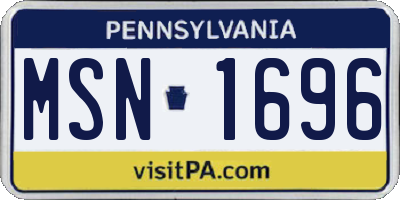 PA license plate MSN1696
