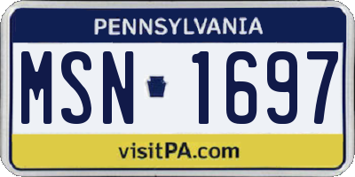 PA license plate MSN1697