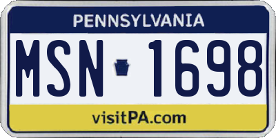 PA license plate MSN1698