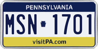 PA license plate MSN1701