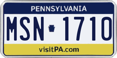 PA license plate MSN1710