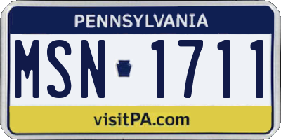 PA license plate MSN1711