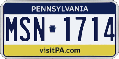 PA license plate MSN1714