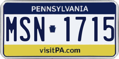 PA license plate MSN1715
