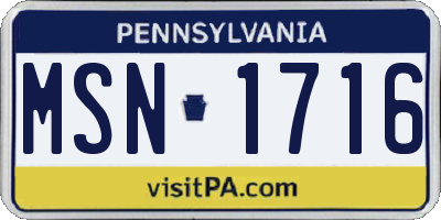 PA license plate MSN1716