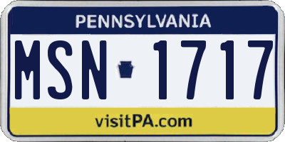 PA license plate MSN1717