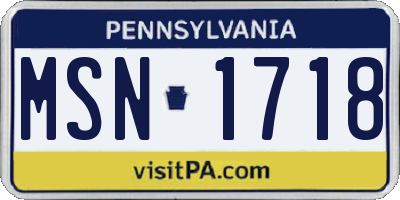 PA license plate MSN1718