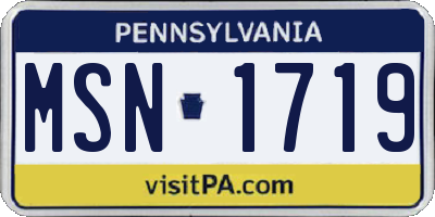 PA license plate MSN1719