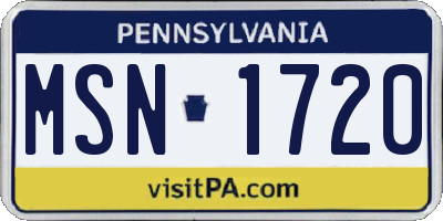 PA license plate MSN1720