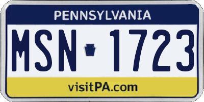 PA license plate MSN1723