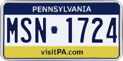 PA license plate MSN1724