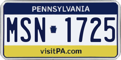PA license plate MSN1725