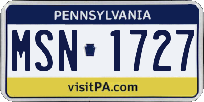 PA license plate MSN1727
