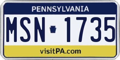 PA license plate MSN1735