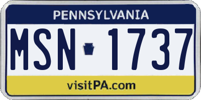PA license plate MSN1737